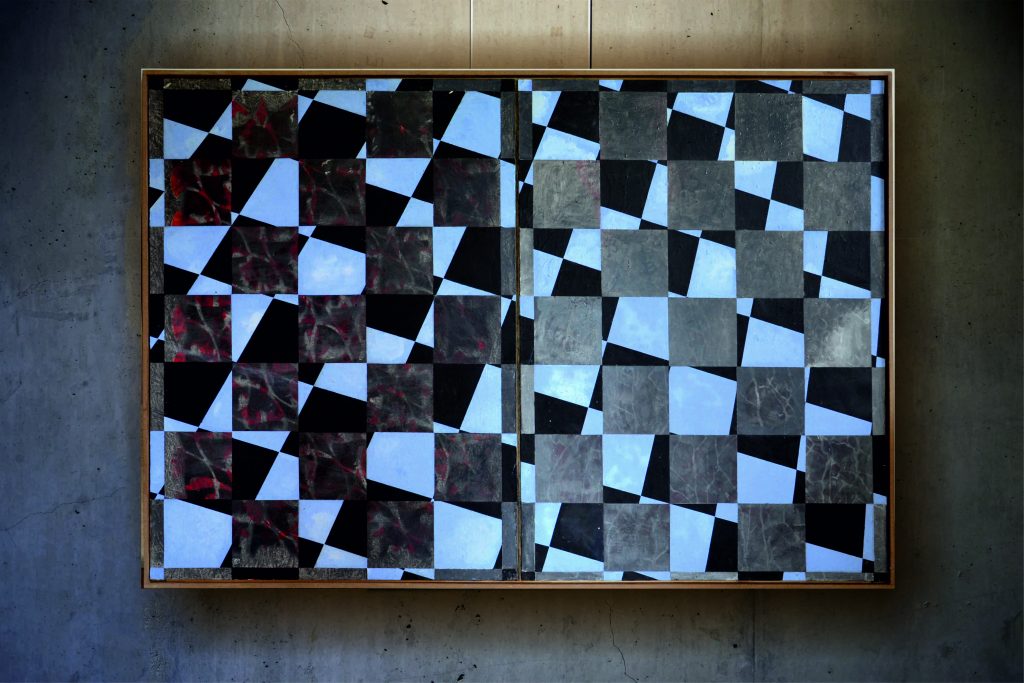 "Lichtblick"1, Mischtecnik auf bütten und Holz, 110 x 160 cm, 2014